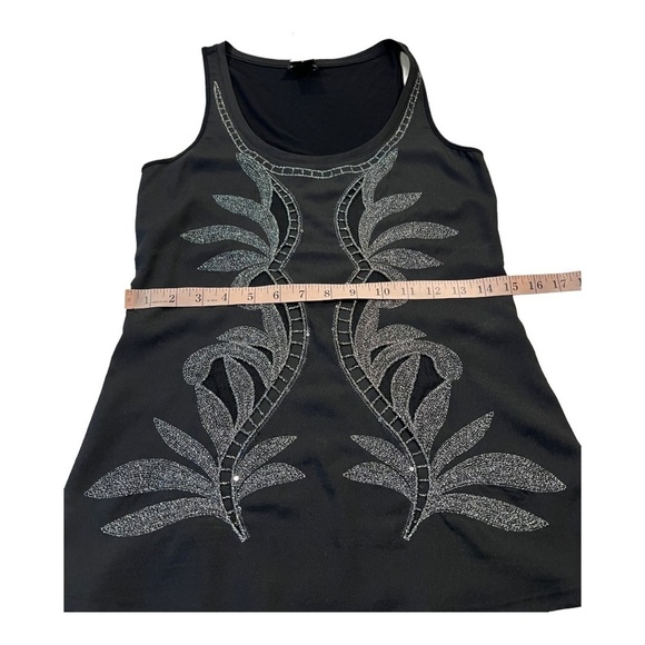 Express Black Silver Metallic Embroidered Embellished Tank Top/Cami Size XS NEW - Picture 10 of 17
